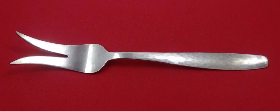 Allan Adler Swedish Modern Sterling Silver Serving Fork Light Hammered 10 1/4": Allan Adler Swedish Modern Sterling Silver Serving Fork Light Hammered 10 1/4" This exquisite serving fork showcases the Swedish Modern design by Allan Adler, crafted from high-quality sterling silver