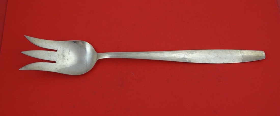 Allan Adler Swedish Modern Sterling Silver 3-Tine Salad Serving Fork 14 1/2" (1 of 2)