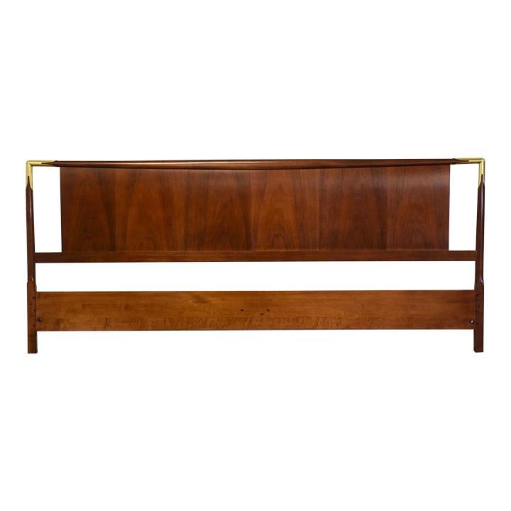 Mid Century Modern Walnut King Headboard by Robsjohn Gibbings for Widdicomb (1 of 5)