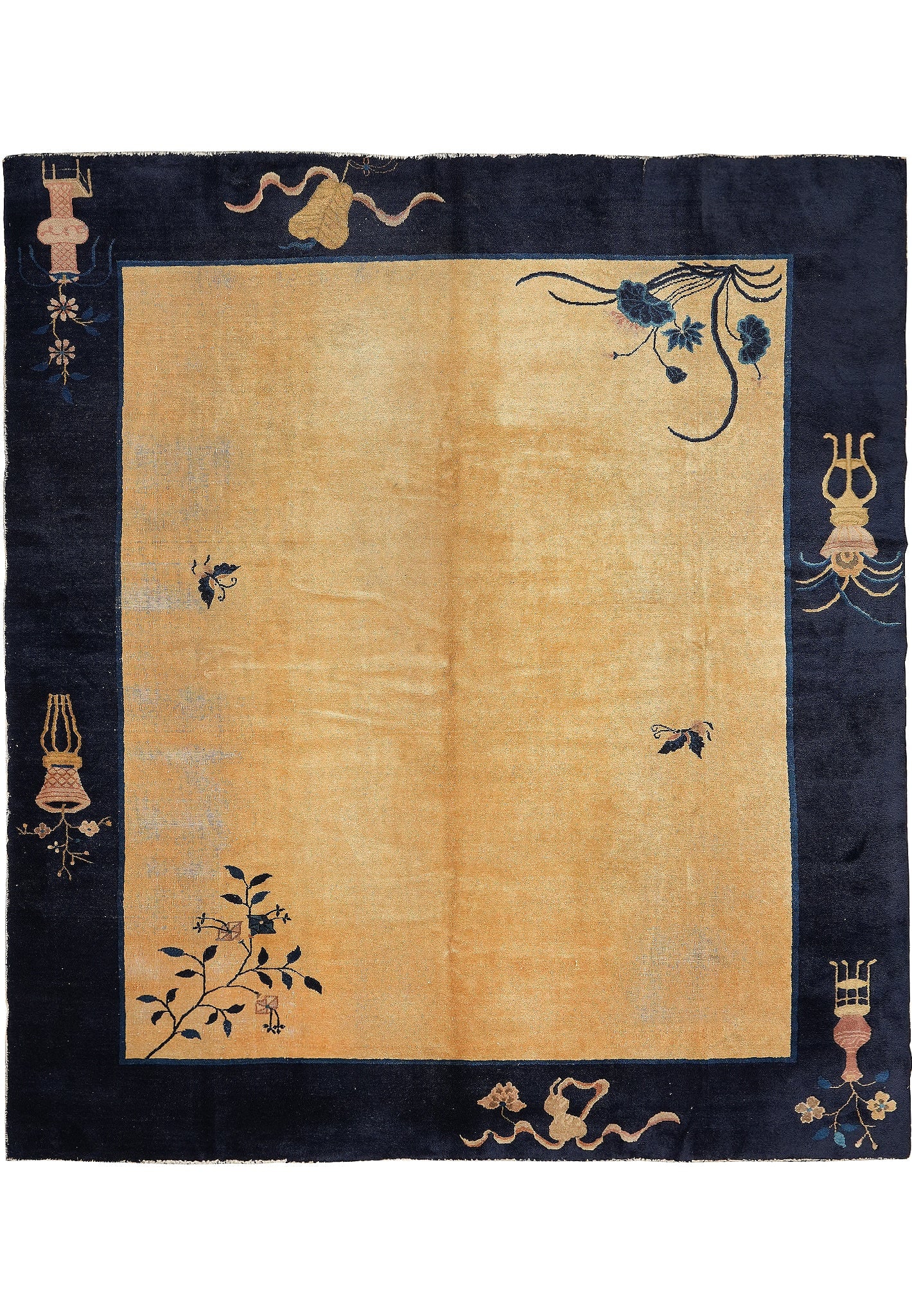 Antique Art Deco Chinese Carpet 8.6 x 9.3 Hand Knotted Wool Rug (1 of 13)