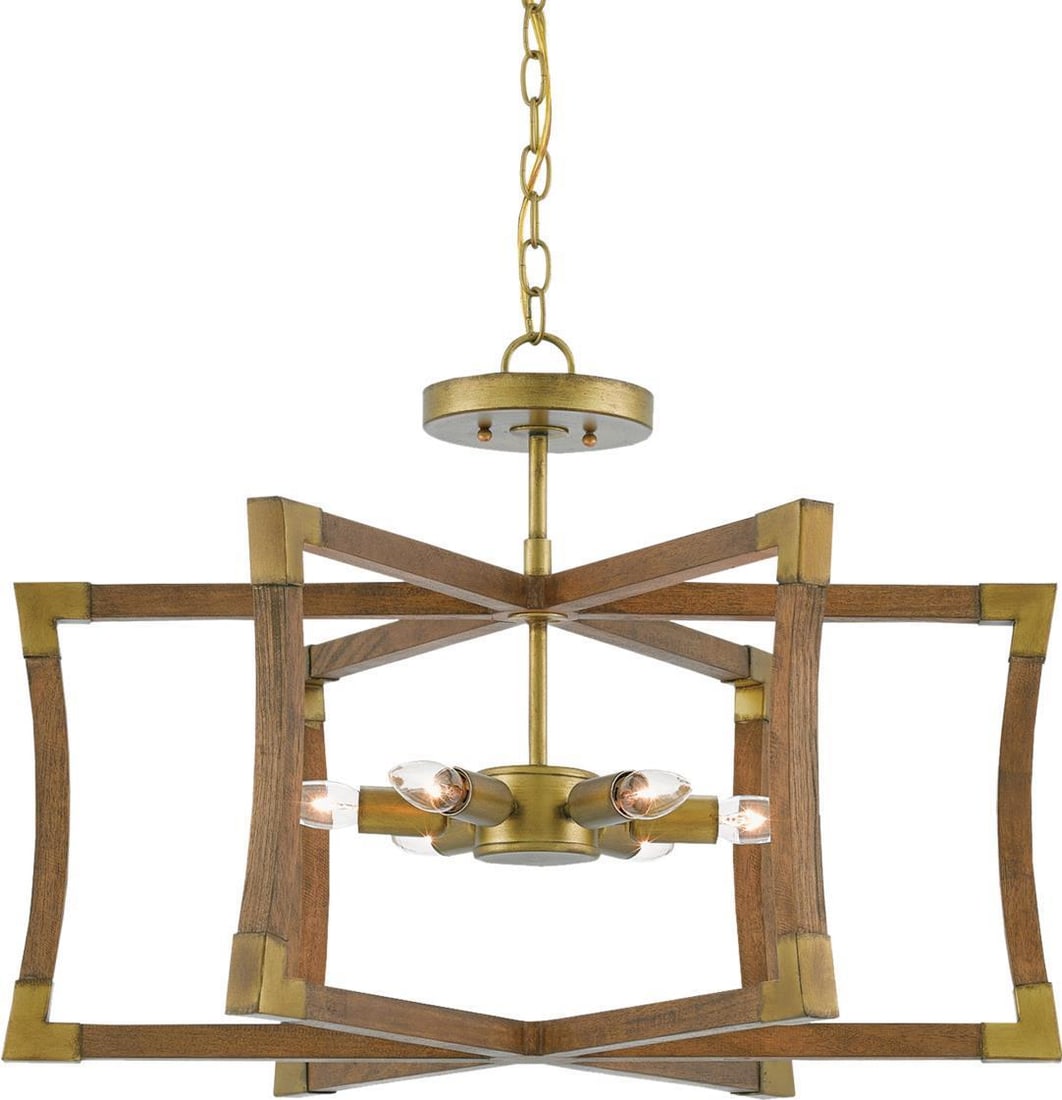 Currey Bastian Chestnut Brass Semi-Flush Mount Light 6 Bulb (1 of 3)