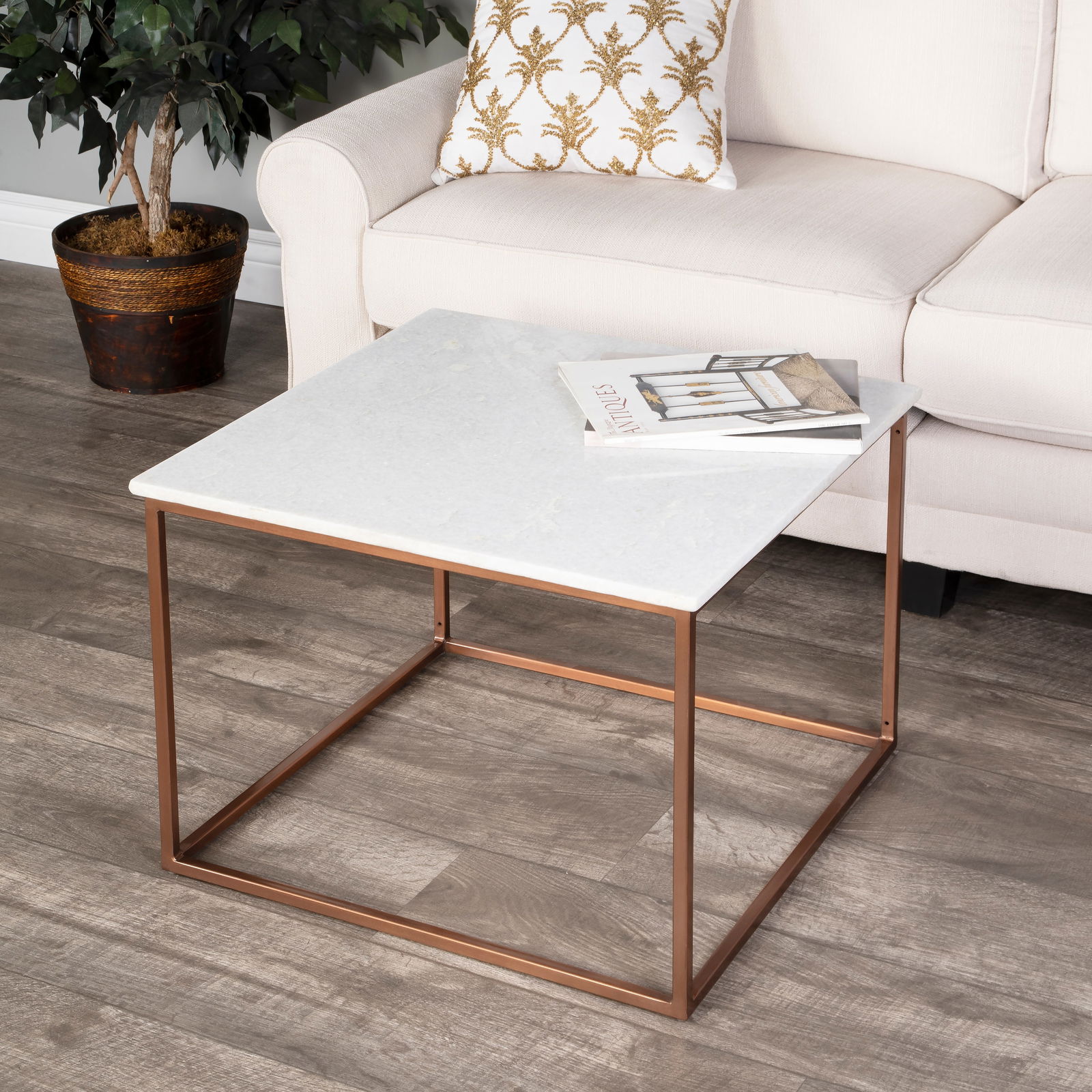 Butler Marble and Bronze Rectangular Coffee Table - 7