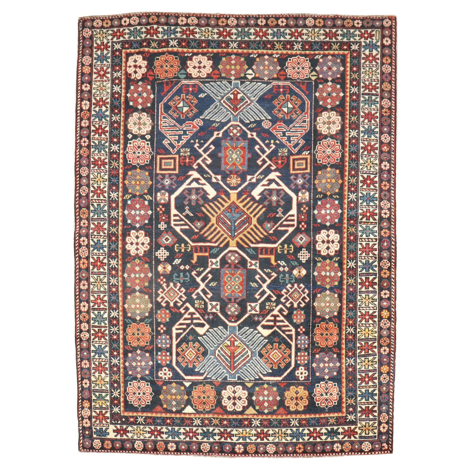Late 19th Century Hand-Knotted Caucasian Shirvan Wool Rug 46 x 63 Rustic: Late 19th Century Hand-Knotted Caucasian Shirvan Wool Rug 46 x 63 Rustic This exquisite Late 19th Century Caucasian Shirvan Rug showcases a rustic style, expertly hand-knotted from high-quality wool.