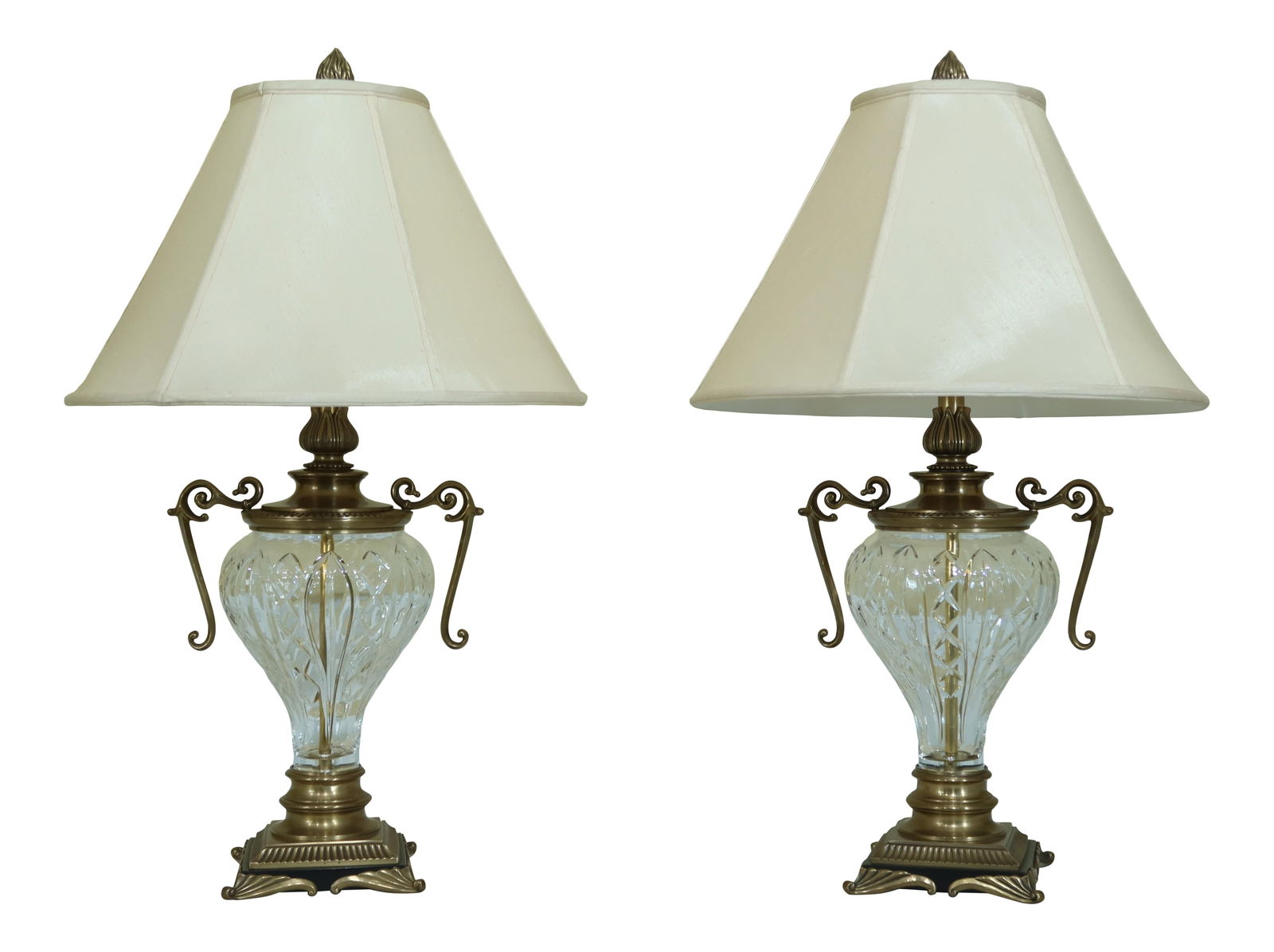 Elegant Pair of Decorative Crafts Brass and Crystal Urn Table Lamps (1 of 10)