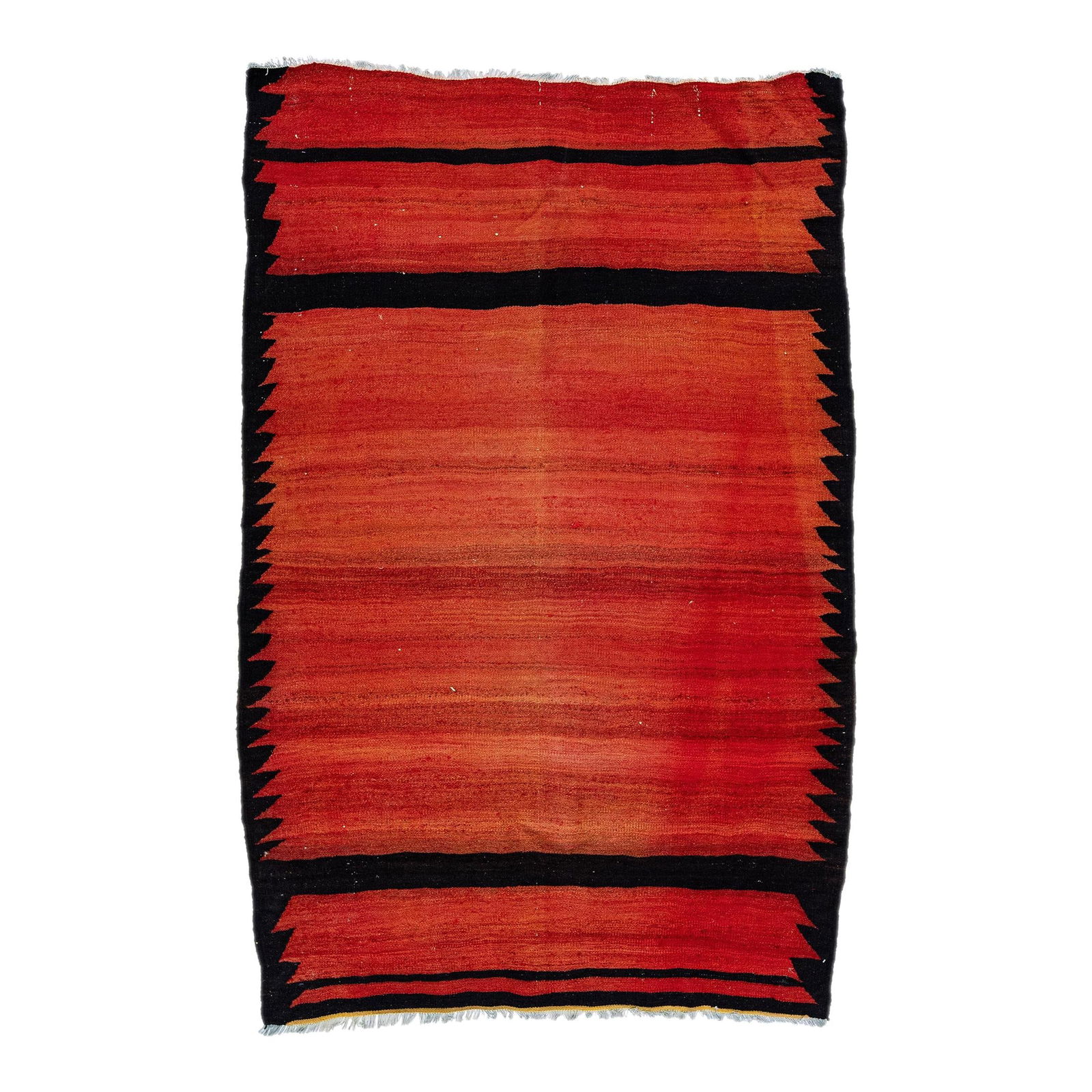 Vintage 1960s Turkish Kilim Red Wool Rug Geometric Design 6'2 x 7'9 (1 of 8)