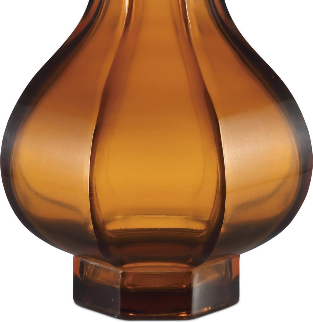 Currey Peking Amber Glass Vase with Gold Accents 13.75H (1 of 5)