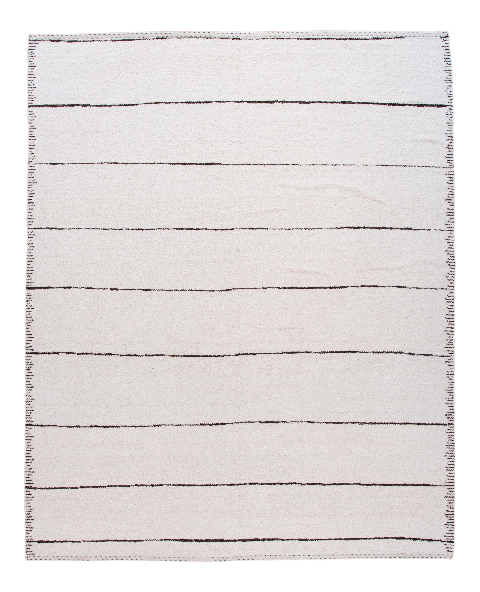 Handmade White Moroccan Wool Rug with Brown Stripes 12'5 x 14'10 (1 of 10)