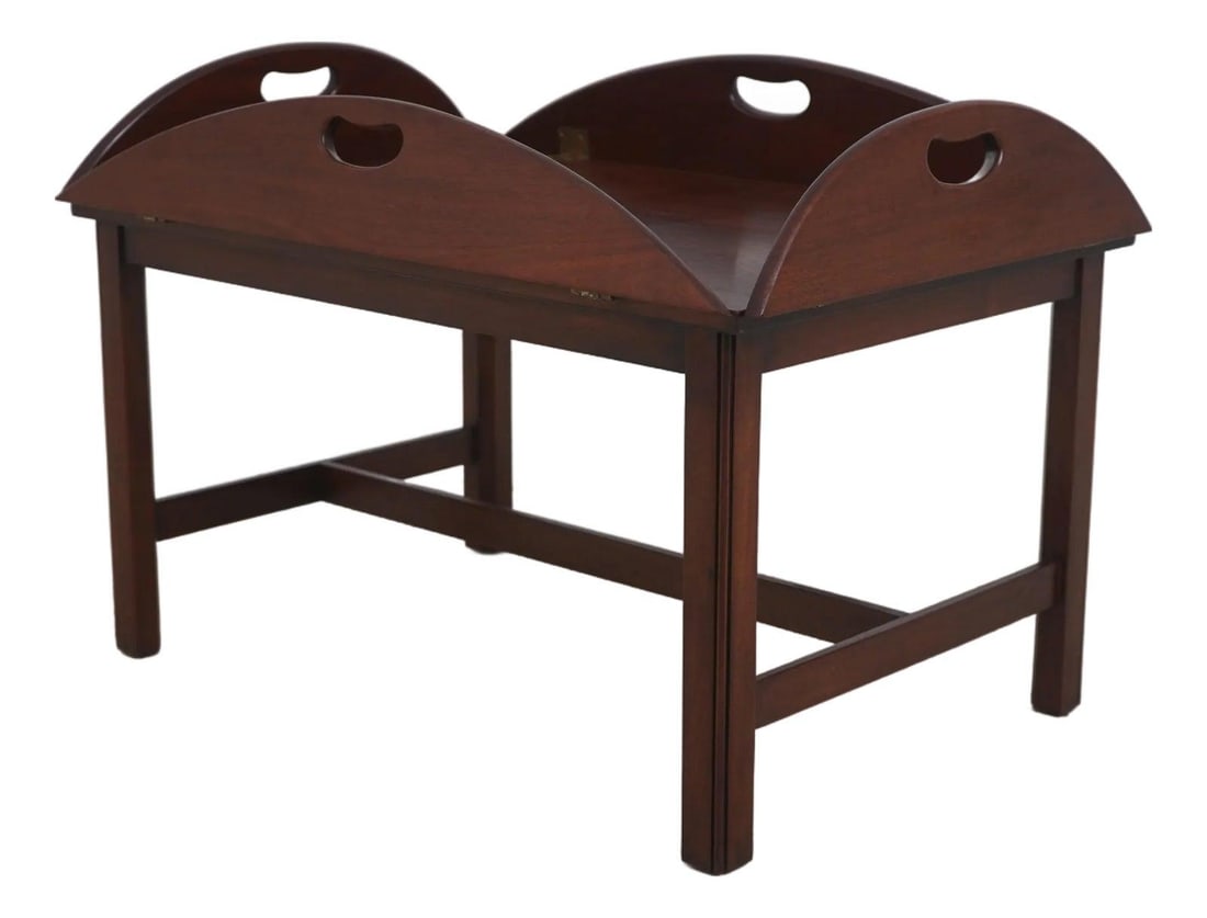 Chippendale Style Mahogany Butler Tray Table with Brass Hardware (1 of 10)