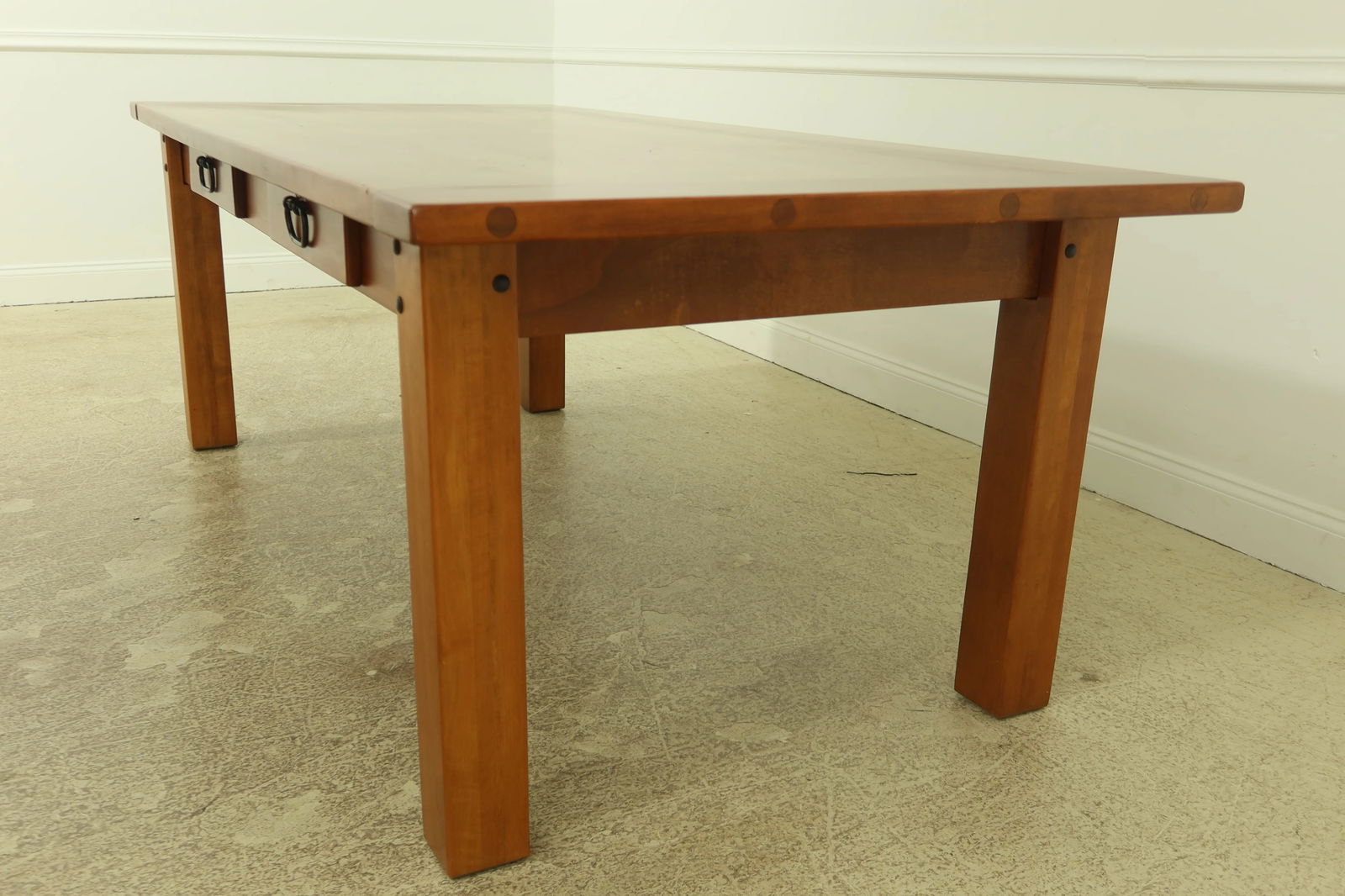 Arts & Crafts Large Solid Cherry 2 Drawer Library Table Desk - 5