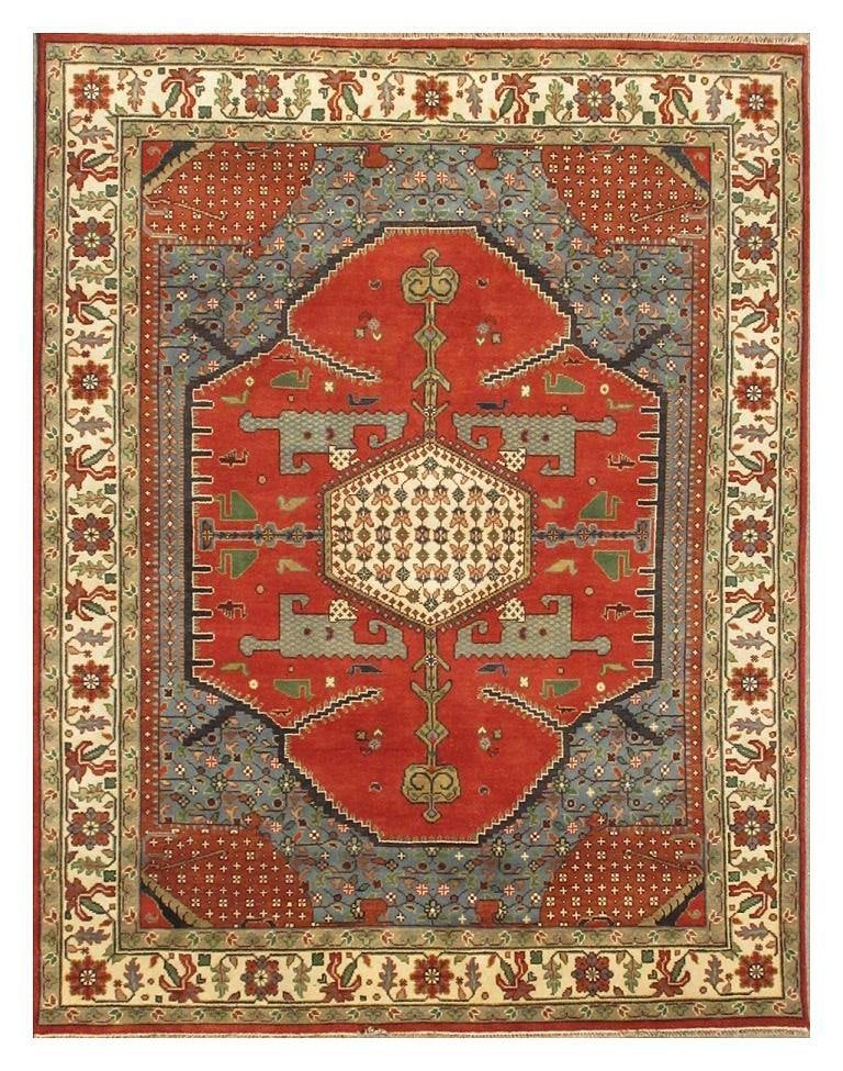 Handmade 8 x 9.11 New Serapi Wool Rug Elegant Design: Handmade 8 x 9.11 New Serapi Wool Rug Elegant Design Free continental US Shipping Introducing the exquisite 8 x 9.11 New Serapi Rug, a stunning handmade piece crafted from premium quality wool. This