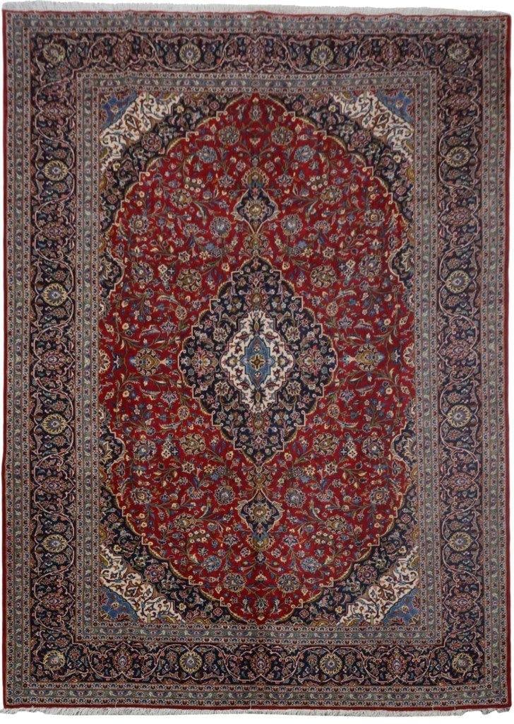 Authentic 10.1 x 14.1 Persian Kashan Rug Signed Featured on Shark Tank: Authentic 10.1 x 14.1 Persian Kashan Rug Signed Featured on Shark Tank Free continental US Shipping Indulge in timeless luxury with this exquisite 10' x 14' Signed Persian Kashan Rug, as featured on S