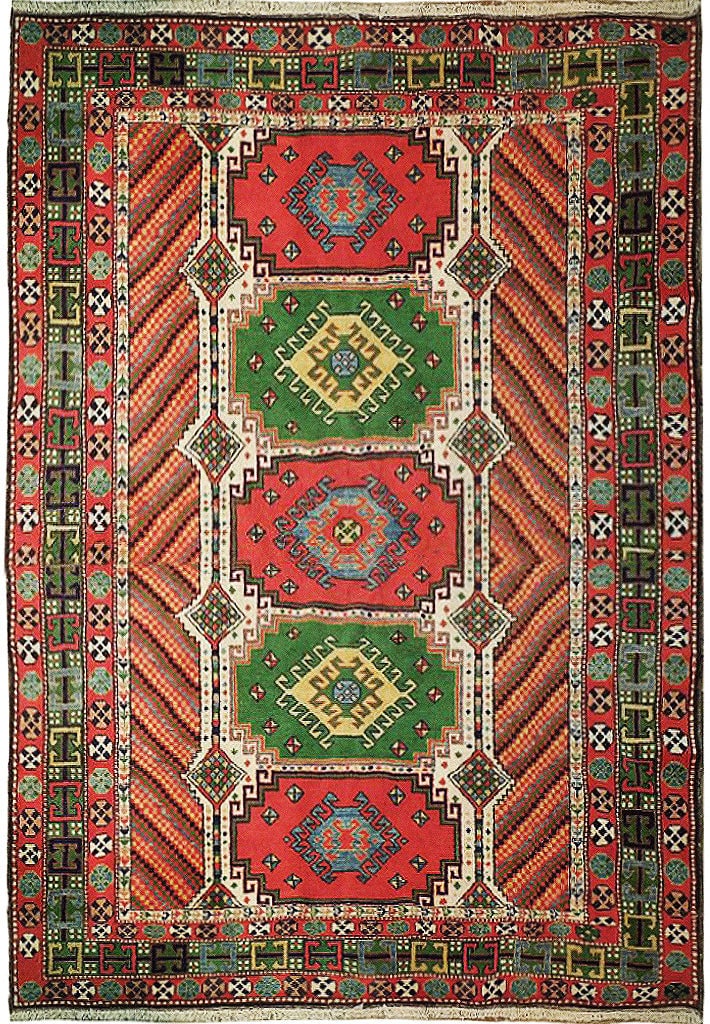Vibrant 6' x 7' 7" Red Orange Kazak Handmade Wool Rug (1 of 6)
