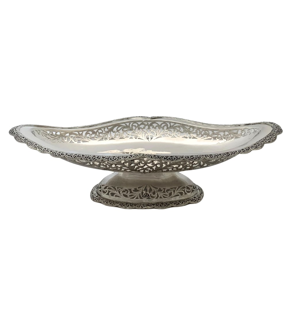 Handmade 925 Sterling Silver Floral Lace Fruit Bowl 16.5" (1 of 4)