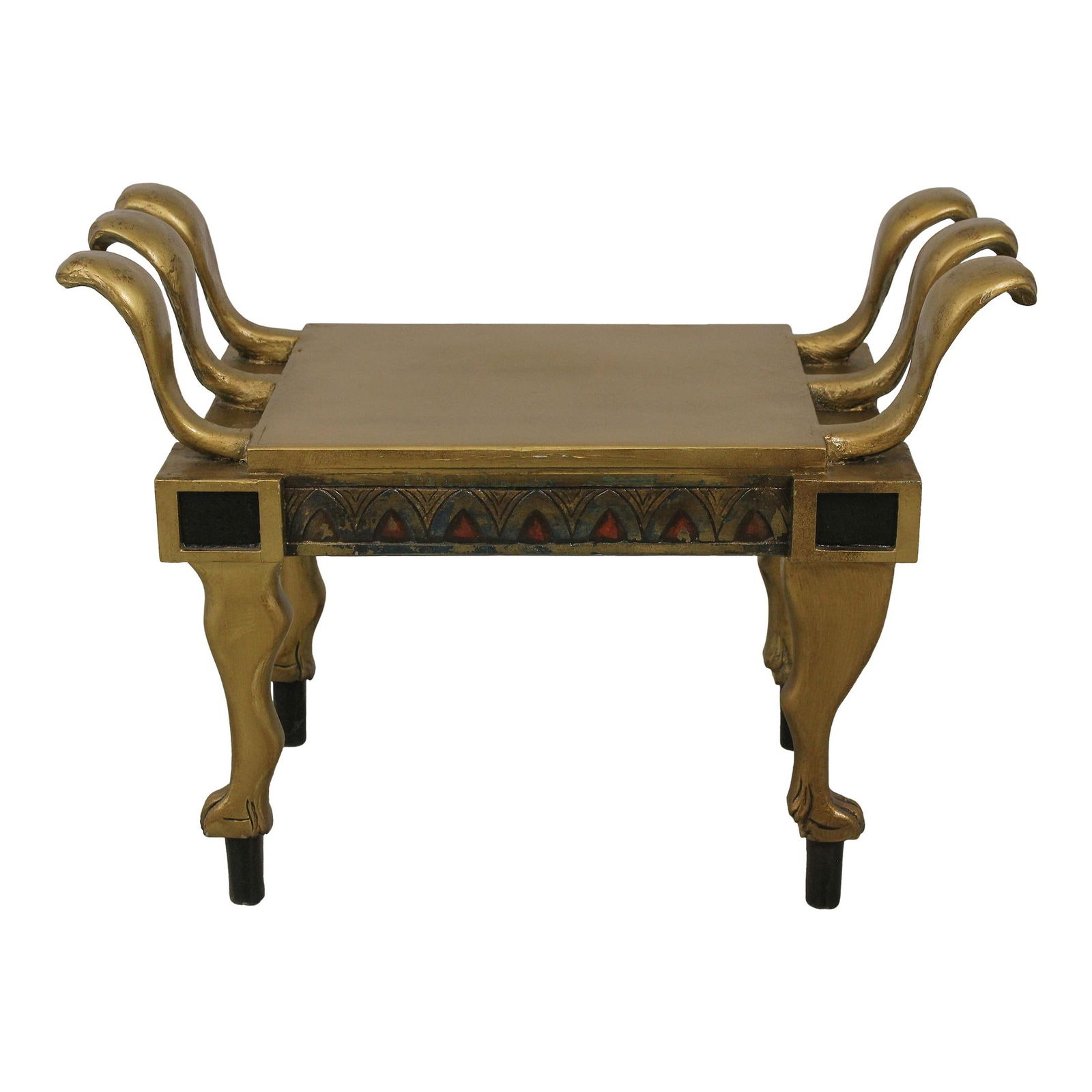 Egyptian Pharaonic Style Modern Bench with Gold Accents C.1960s (1 of 10)