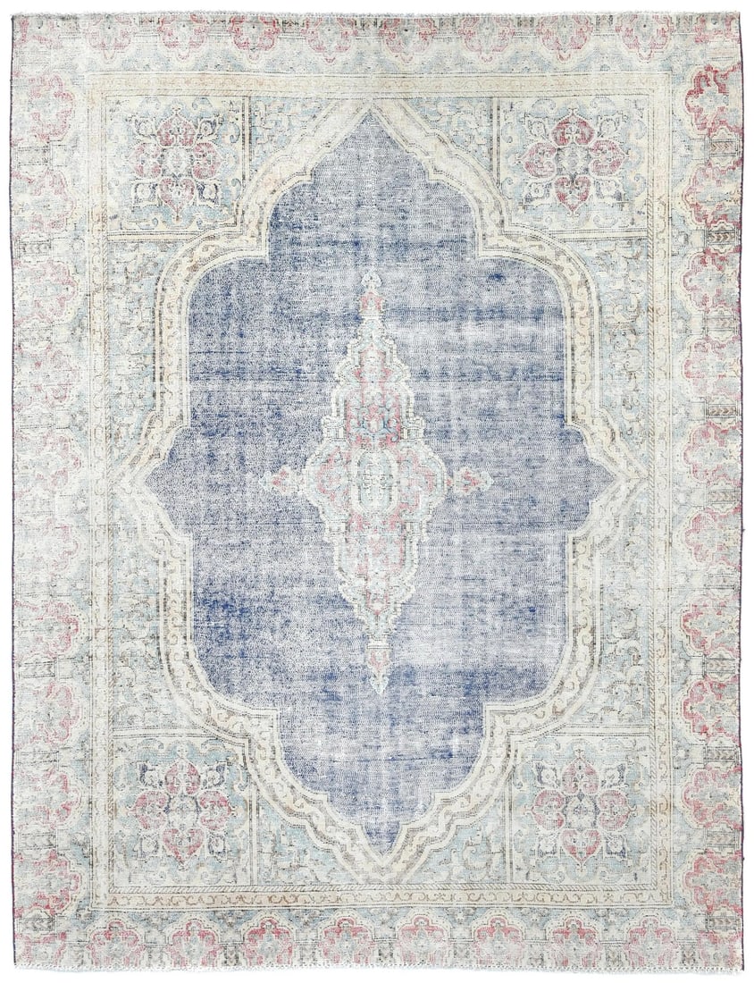 Vintage Handmade Floral Oriental Rug 7'1 x 9'3 Wool Boho Decor (1 of 13)