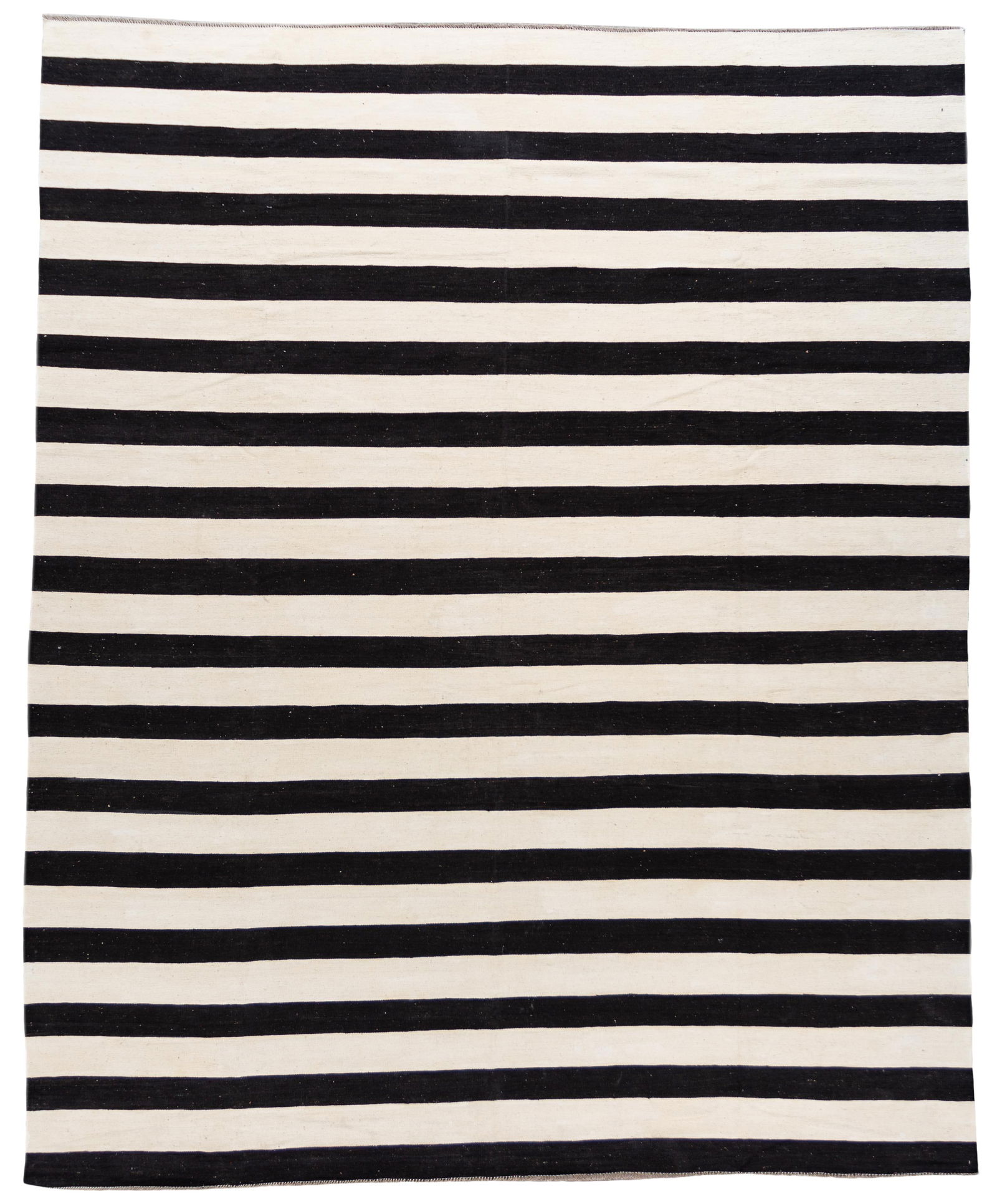 Oversize Black and White Striped Wool Kilim Rug 12'2 x 14'11 (1 of 10)
