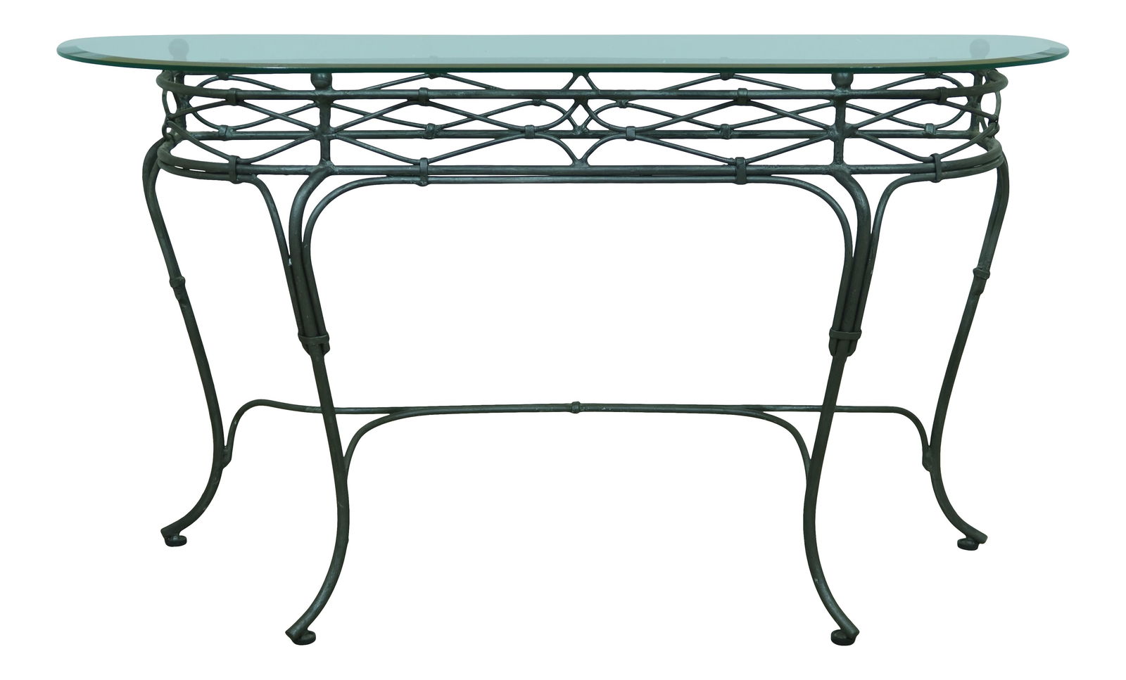 Vintage Iron Base Beveled Glass Console Sofa Table (1 of 9)