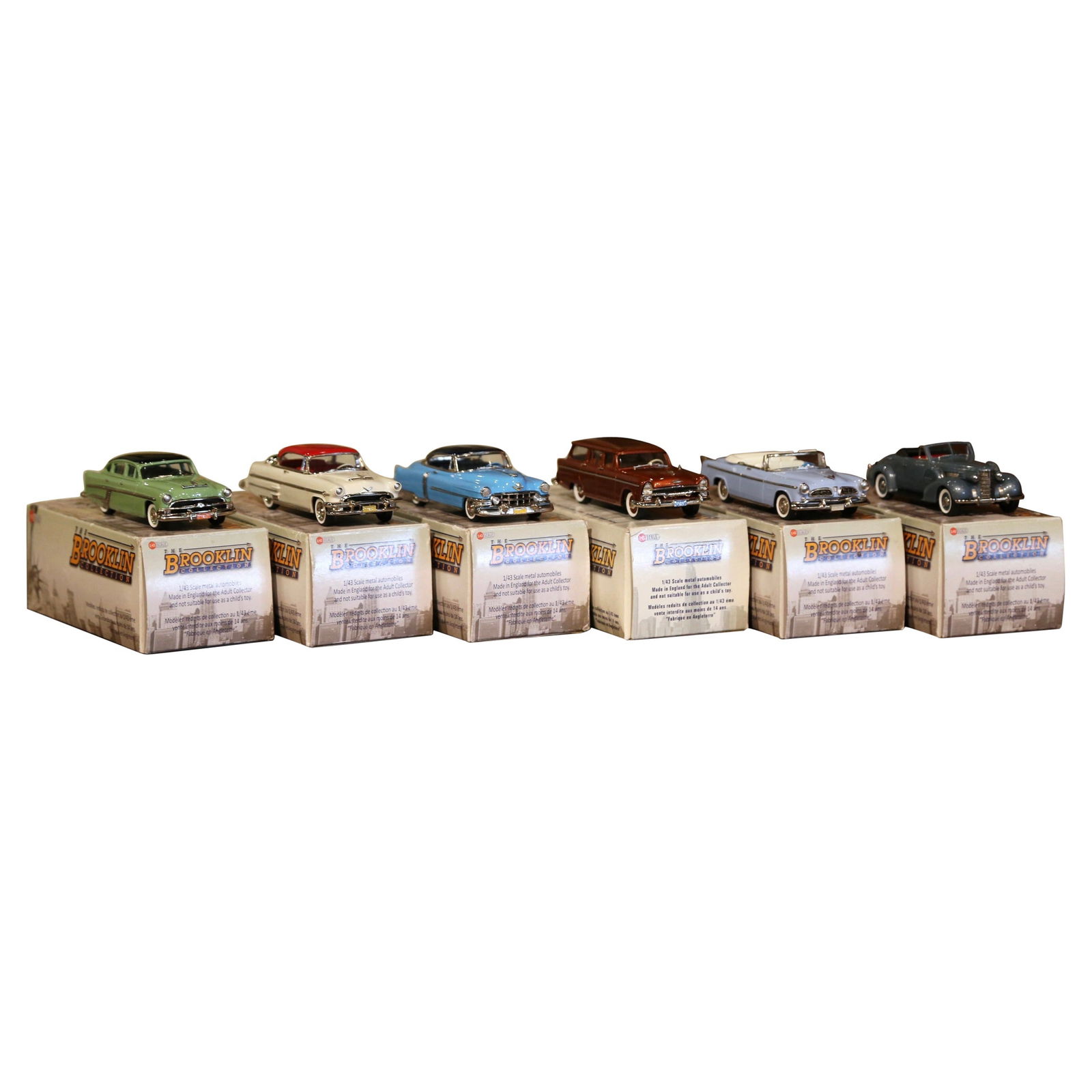 Brooklin Collection Set of 6 Metal Model Cars England: Brooklin Collection Set of 6 Metal Model Cars England Enhance your decor with this exquisite set of six hand-crafted metal automobile models from the Brooklin Collection. Each model, meticulously hand