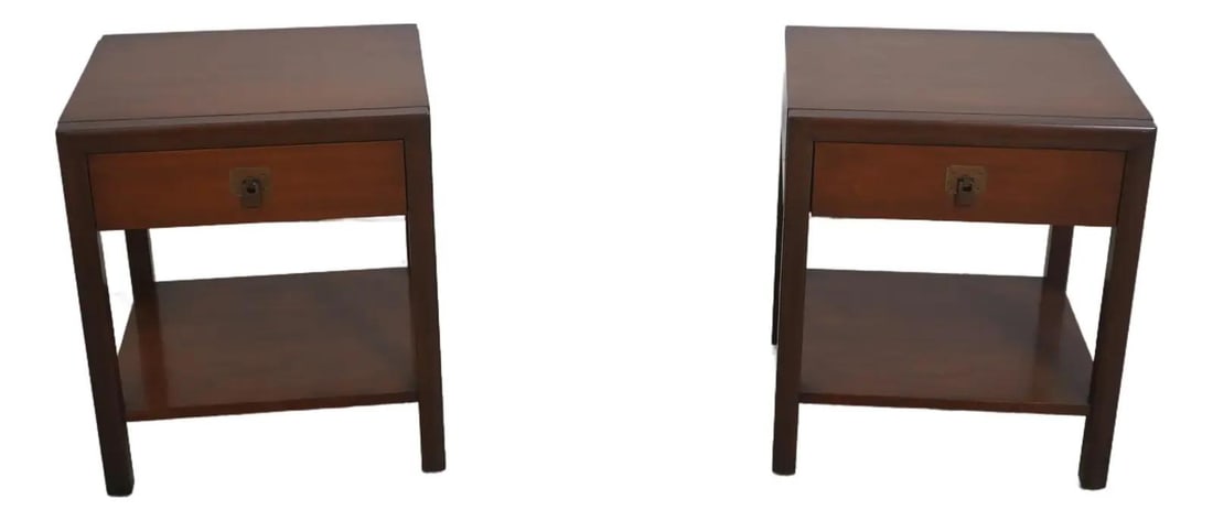 Vintage John Stuart Mid Century Modern Walnut Nightstands Pair (1 of 10)