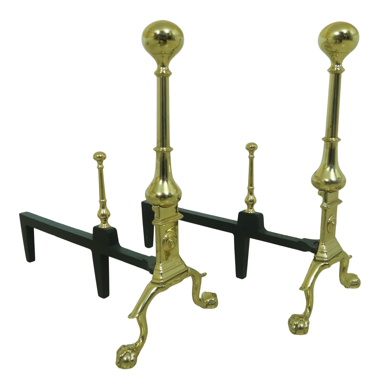 Virginia Metalcrafters Historic Newport Brass Andirons 18C Traditional Design (1 of 8)