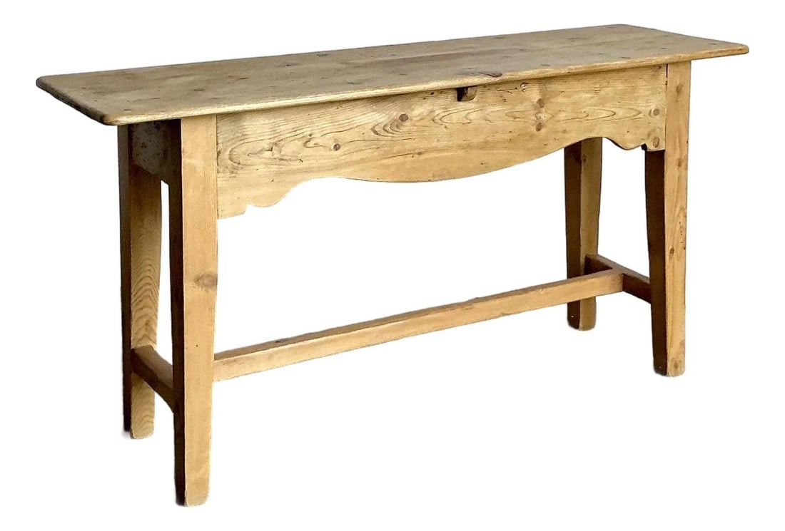 Scalloped Apron Knotty Pine Console Table Rustic French Country Style (1 of 10)