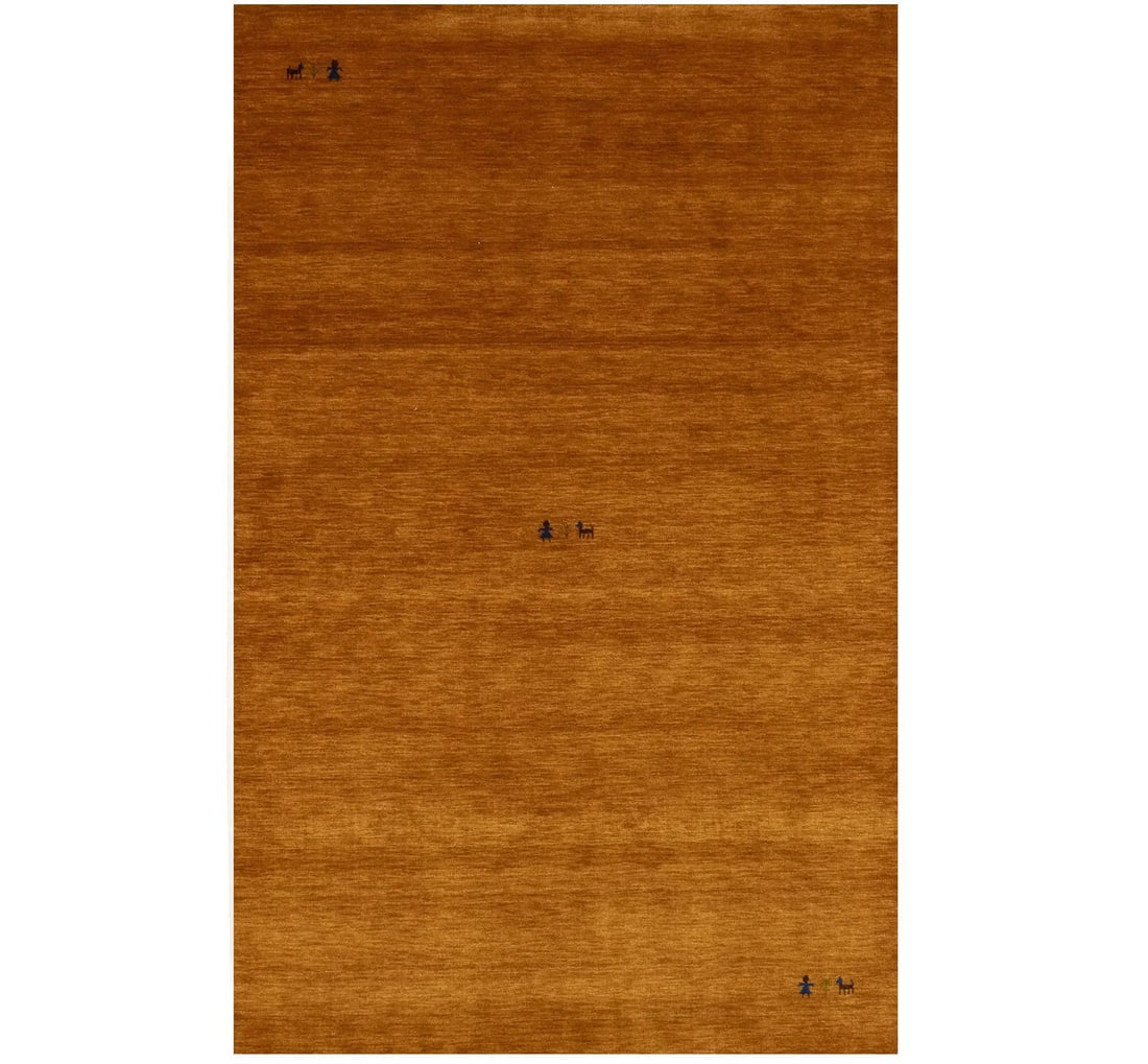 Orange Gabbeh Modern Rug 5X8 Tribal Pictorial Wool Hand-Loomed: Orange Gabbeh Modern Rug 5X8 Tribal Pictorial Wool Hand-Loomed Enhance your space with this stunning 5' x 8' orange Gabbeh modern rug, featuring a vibrant tribal pictorial design. Hand-loomed in India