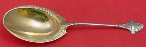 Gorham Ivy Sterling Silver Ice Cream Spoon 10 Gold Washed Brite-Cut (1 of 1)