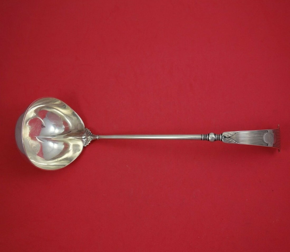 Wendt Osiris Sterling Silver Soup Ladle 12.5 Antique Monogrammed: Wendt Osiris Sterling Silver Soup Ladle 12.5 Antique Monogrammed This exquisite Osiris pattern soup ladle, crafted by Wendt, features a classic design and is made from high-quality sterling silver.