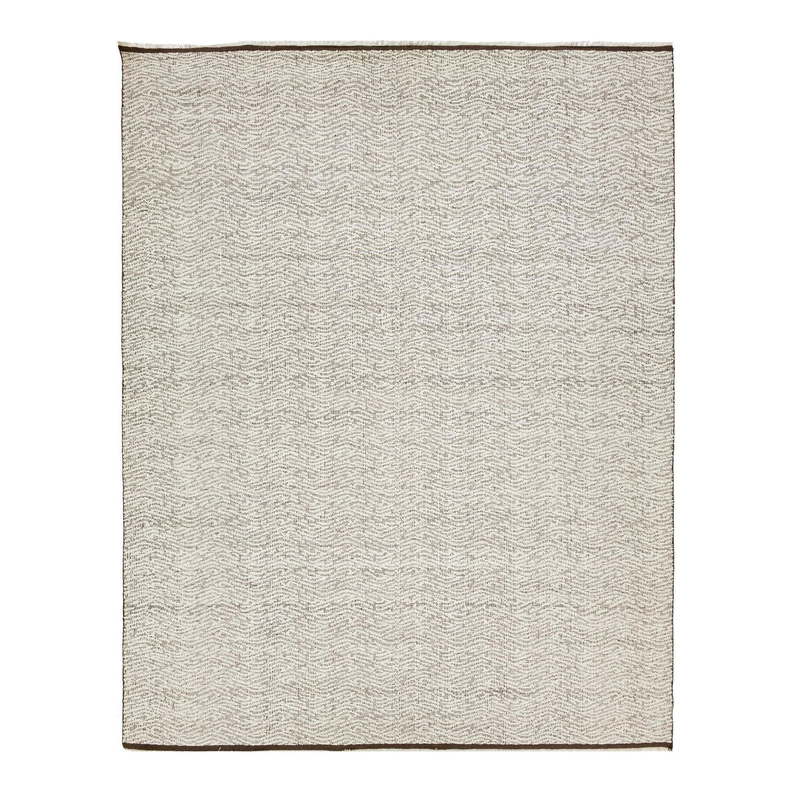 Organic Modern Wool Rug 12 x 15 Brown Ivory Flatweave (1 of 10)