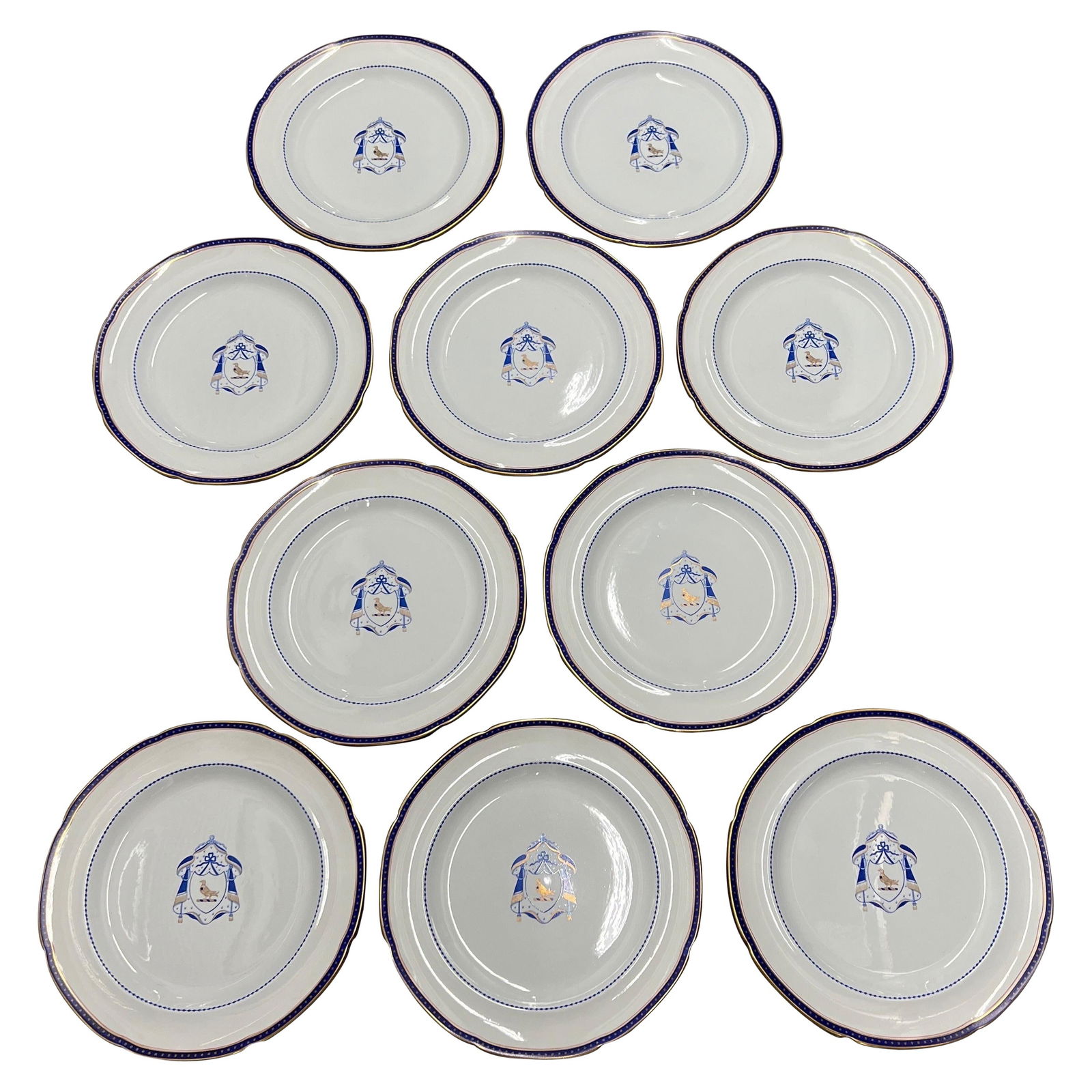 Set of 10 Antique Copeland Spode Armorial Dinner Plates Porcelain C. 1950 (1 of 7)