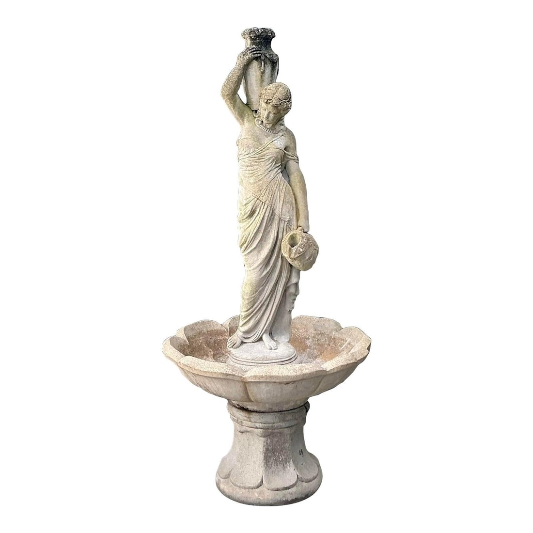 Patinated Cast Cement Fountain with Classical Female Figure 73" High (1 of 6)