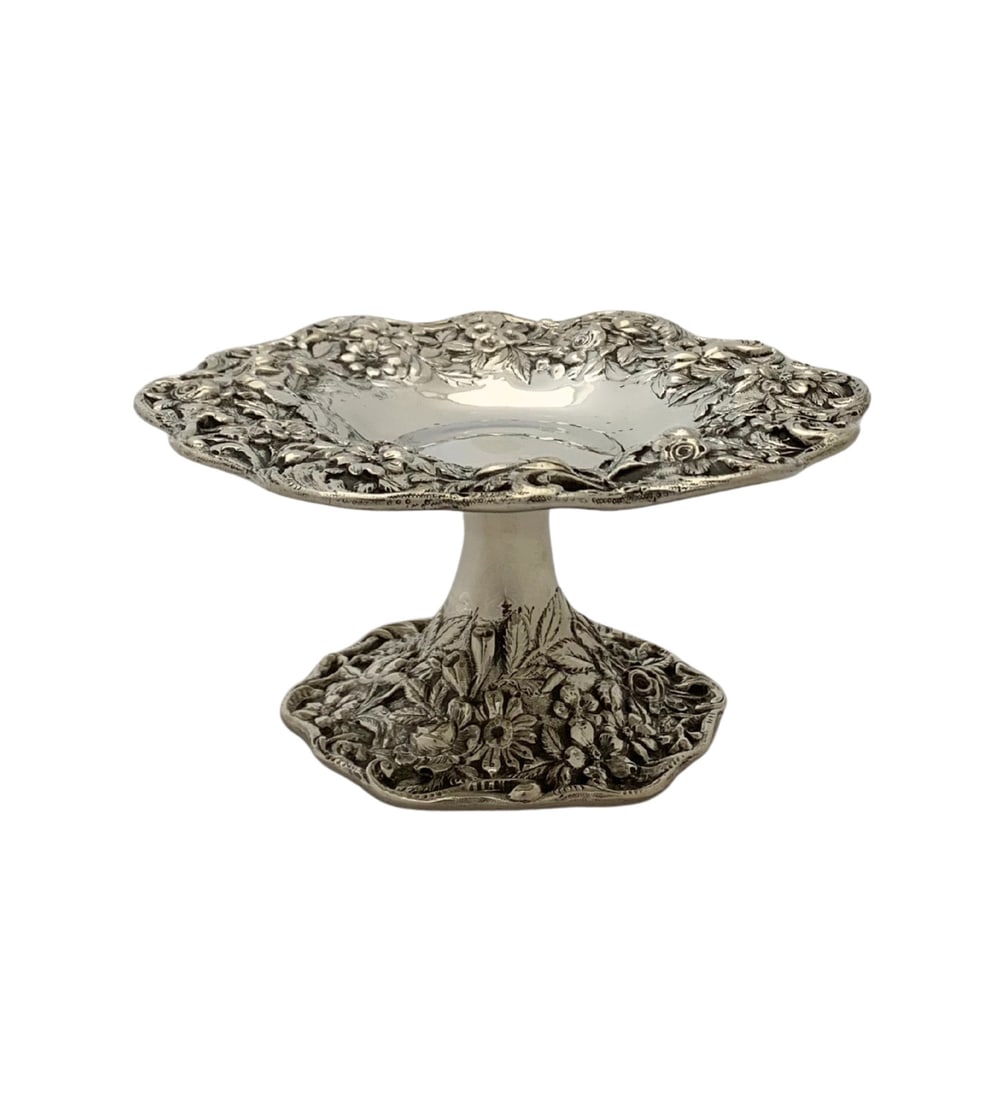 Antique S. Kirk & Son 925 Sterling Silver Repousse Compote Dish (1 of 3)