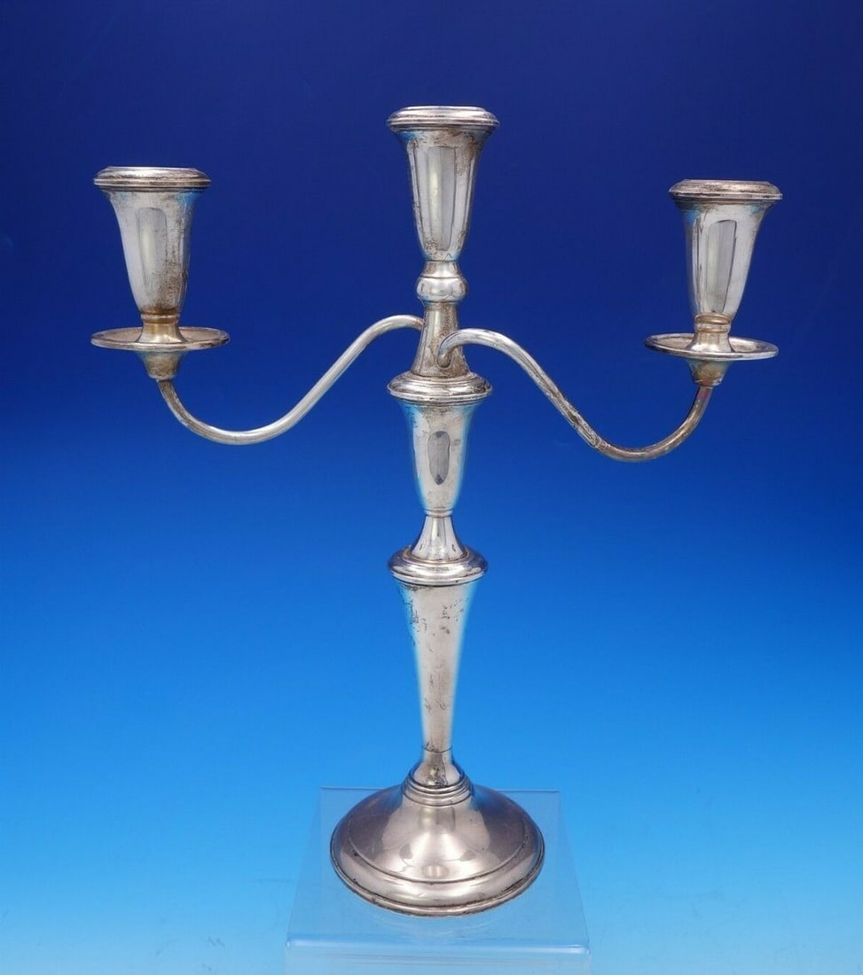 Empire Sterling Silver 3-Light Candelabra 12 3/4" Tall (1 of 4)