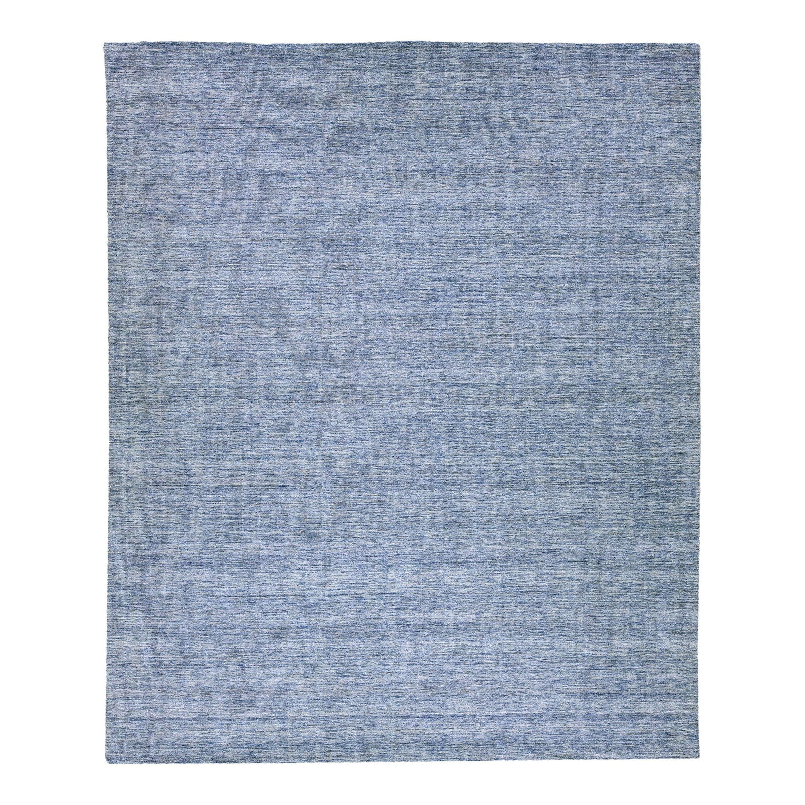 Blue Handmade Groove Bamboo Silk Rug 9' x 12': Blue Handmade Groove Bamboo Silk Rug 9' x 12' This beautiful handmade rug from the Groove collection features a striking blue field design, crafted from a luxurious blend of bamboo and silk. With an a