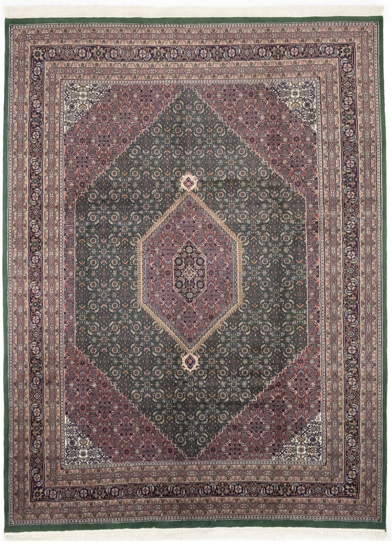 Indo-Bidjar Hand-Knotted Floral Tribal Area Rug 9'2 x 12'0 Wool: Indo-Bidjar Hand-Knotted Floral Tribal Area Rug 9'2 x 12'0 Wool Enhance your space with this stunning Indo-Bidjar Oriental Rug, featuring a beautiful floral tribal design. This hand-knotted area rug i