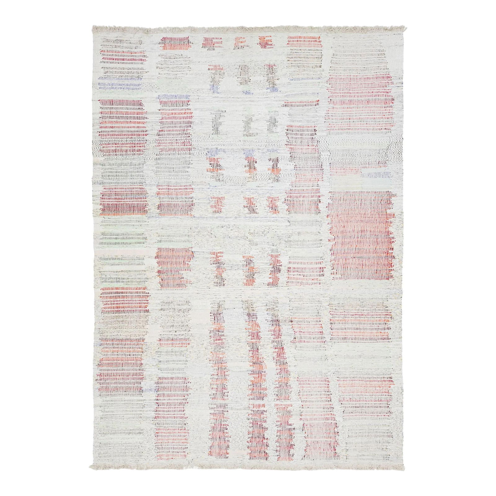 Contemporary Beige Kilim Wool Rug 9'6 x 13'5 Abstract Design (1 of 10)