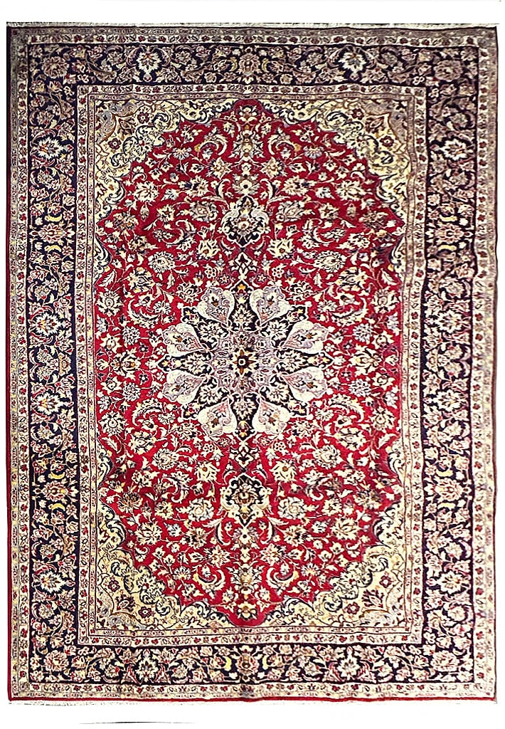 Handcrafted Persian Tabriz Rug 8'2 x 11'4 Red Blue Traditional Design: Handcrafted Persian Tabriz Rug 8'2 x 11'4 Red Blue Traditional Design Free continental US Shipping This handcrafted Persian Tabriz rug showcases traditional designs and is made by talented artisans. M