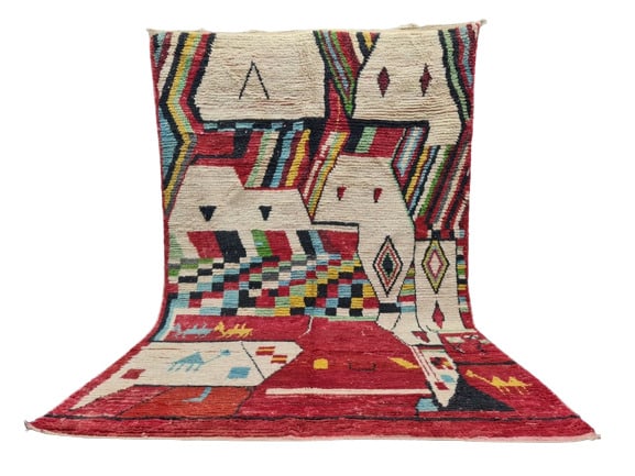 Handwoven Artistic Abstract Rug 100% Sheep Wool Morocco 9.84 x 6.56 Feet (1 of 11)