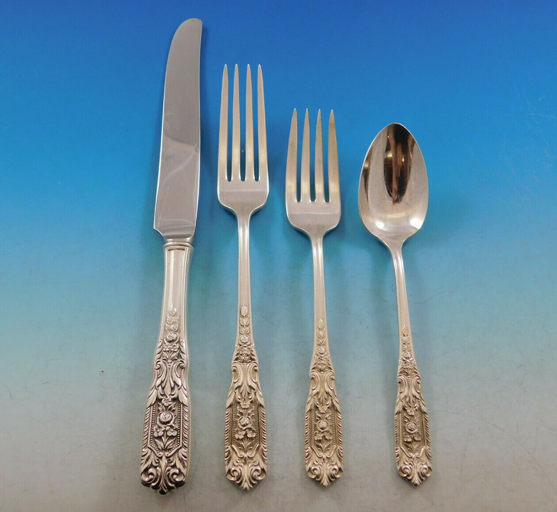 Westmorland Milburn Rose Sterling Silver Flatware Set 24 Pieces with Caddy for 6 (1 of 4)