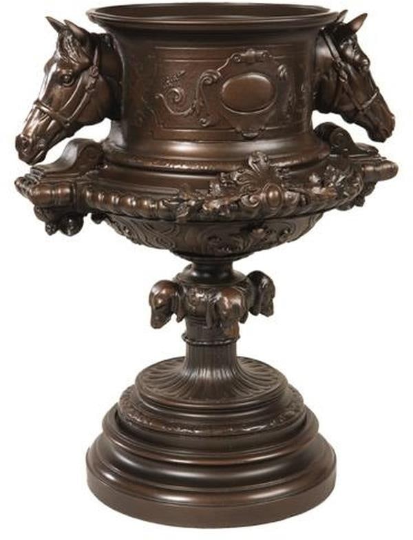 Lodge Style Hand-Cast Horse & Dog Head Urn in Chocolate (1 of 1)