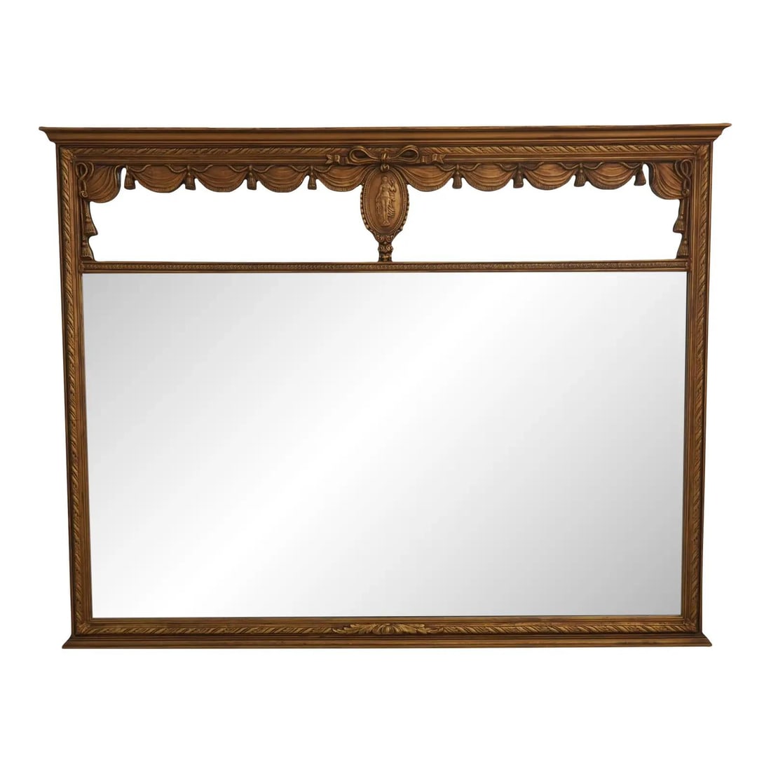 Vintage French Louis XVI Style Gold Framed Horizontal Mirror 53x41 (1 of 10)