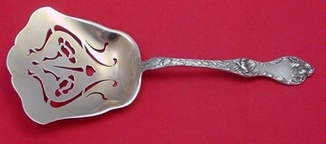 Reed & Barton Les Cinq Fleurs Sterling Silver Chip Server 9.5 Inch Gold Wash (1 of 1)