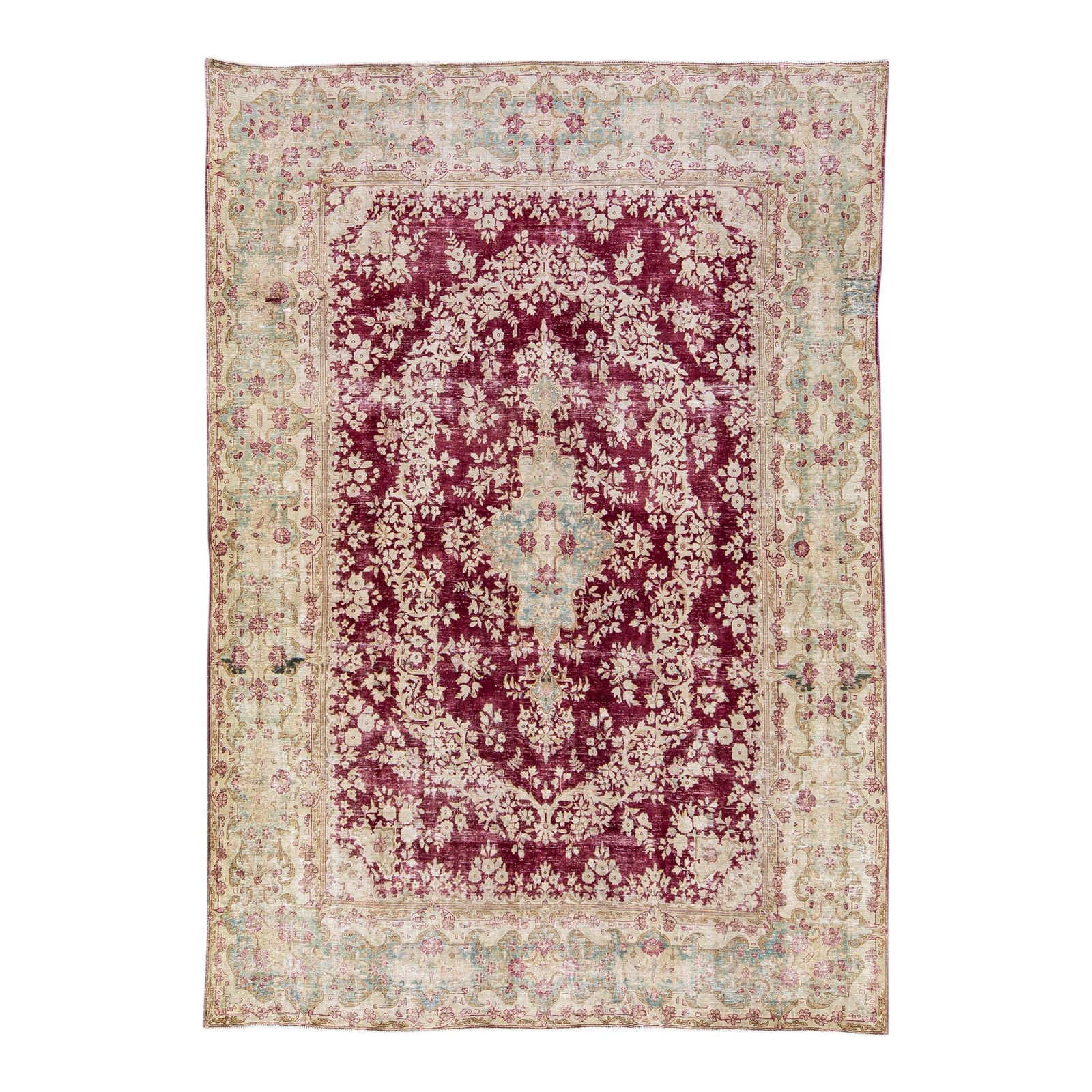 Vintage Persian Red Handmade Wool Rug 10'3 x 14'4 Floral Medallion (1 of 7)