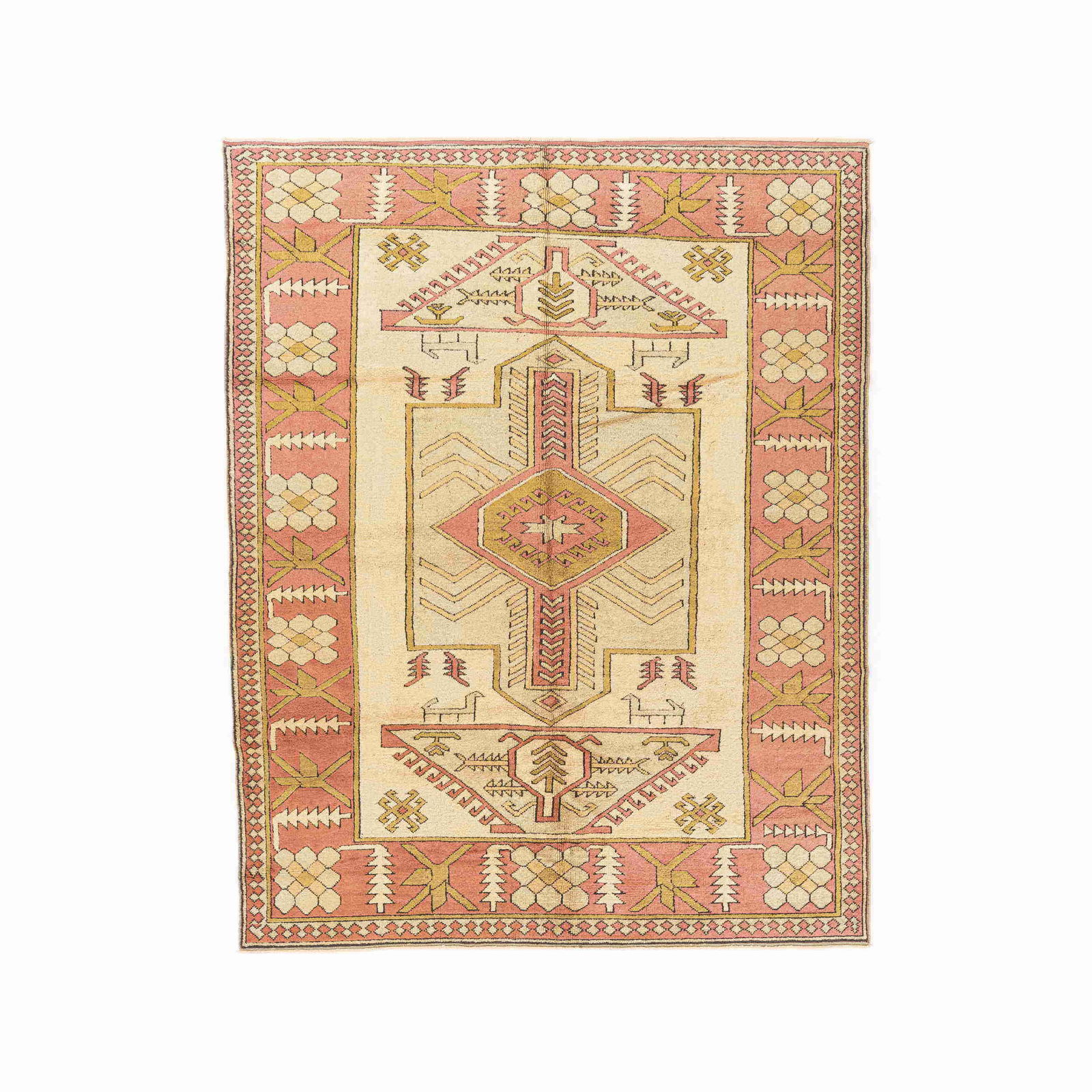 Authentic Handmade Milas Wool Carpet 80.7 x 101.2 Inches (1 of 8)