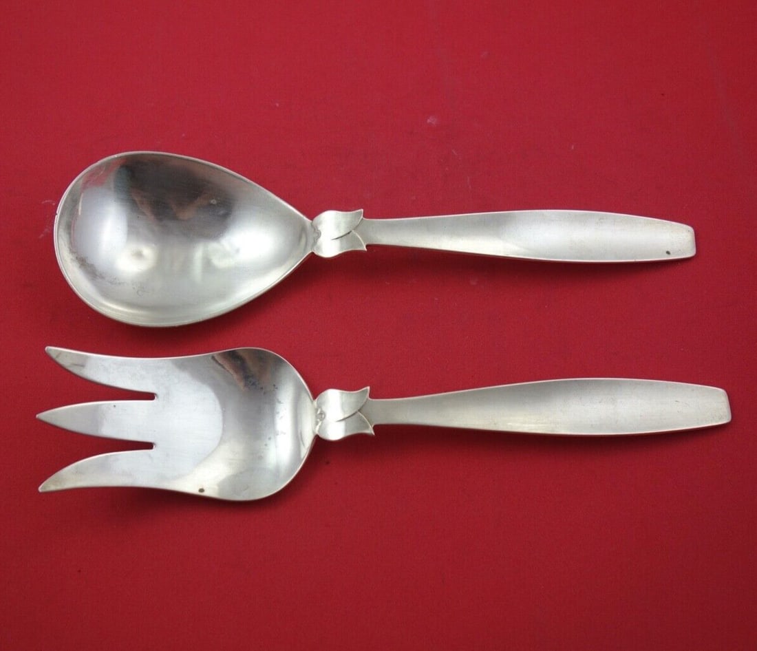 Zacho Mexican Sterling Silver 2-Piece Salad Serving Set 9 3/4" (1 of 2)