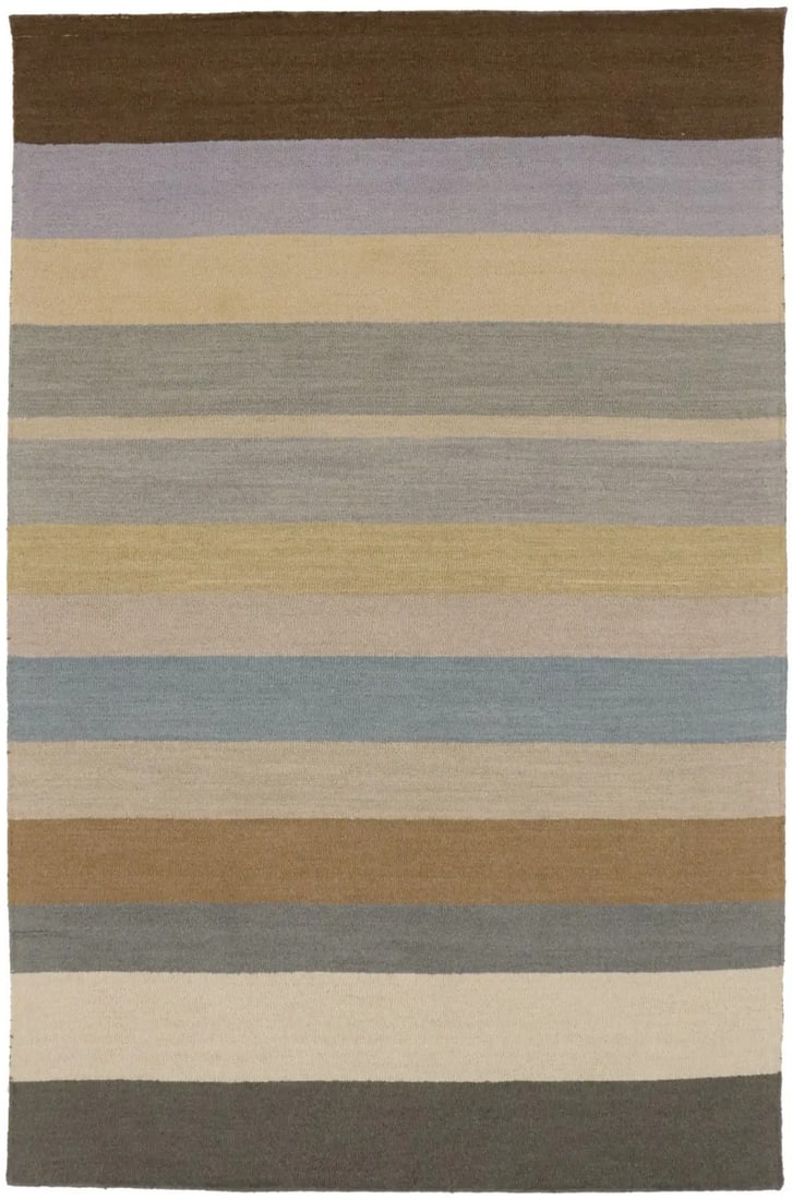 Hand-Tufted Wool Area Rug Multicolored Striped Modern 5'0 x 8'0: Hand-Tufted Wool Area Rug Multicolored Striped Modern 5'0 x 8'0 This hand-tufted area rug features a modern multicolored striped design, making it a vibrant addition to any kids' bedroom or