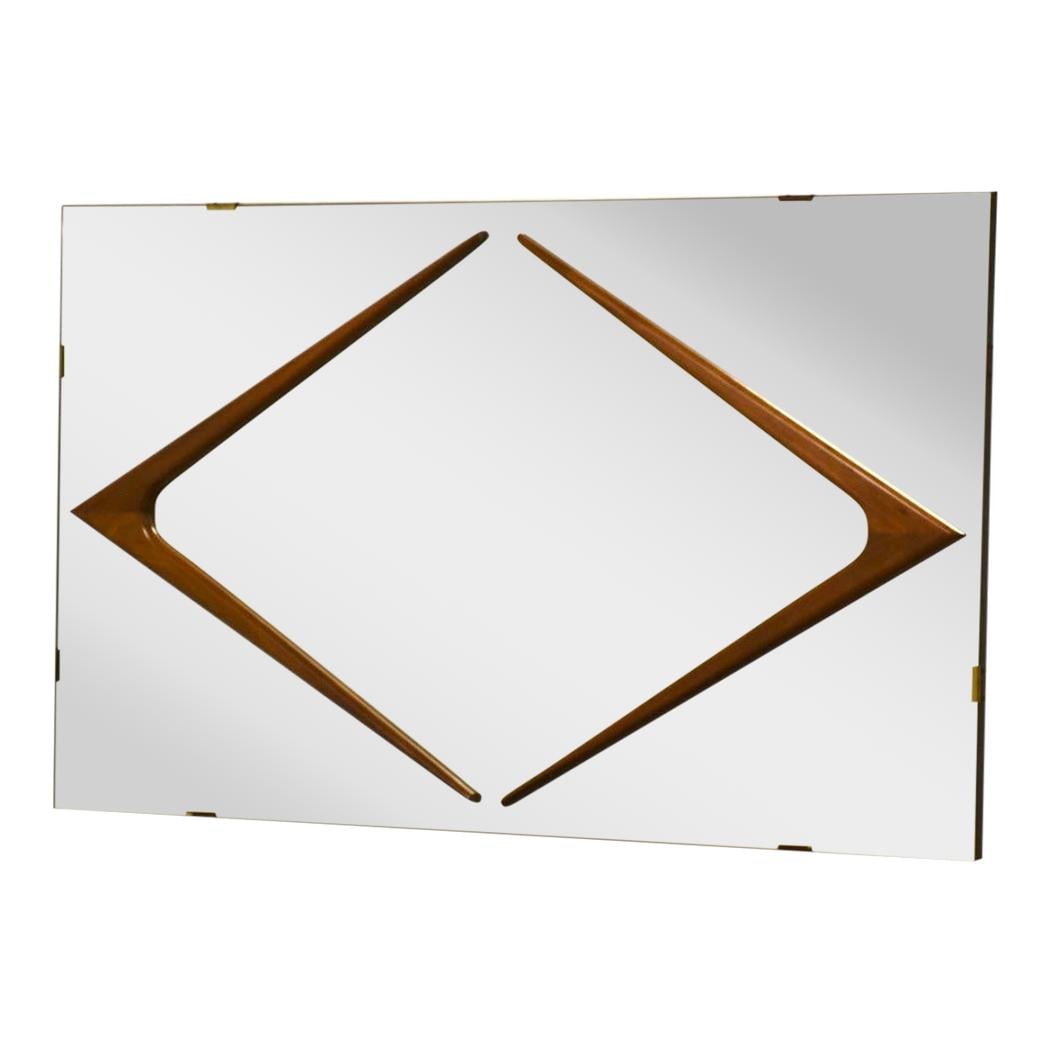 Elegant Mid Century Modern Walnut Mirror 60 x 36 Brown (1 of 6)