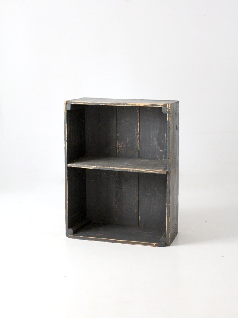Rustic Vintage Primitive Wooden Shelf Charcoal Gray 36x28x12.5 (1 of 10)