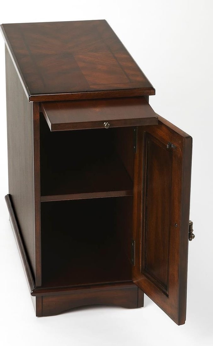 Butler Harling Transitional Wood Cabinet Brown Cherry Finish 24H: Butler Harling Transitional Wood Cabinet Brown Cherry Finish 24H Introducing the Sophisticated Harling Cabinet, a stunning piece from the Harling collection by Butler. This transitional style wood cab