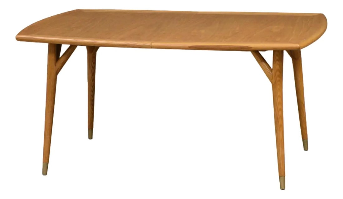 1960s Mid Century Modern Chestnut Dining Table with Brass Ferrules (1 of 7)